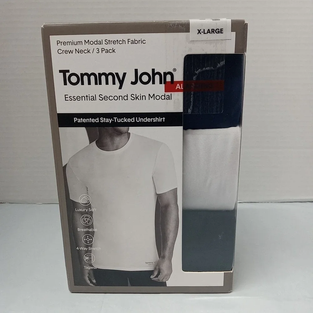 Tommy John‎ Second Skin Crew Neck Undershirt Multicolors Men's Size XL 3 Pack